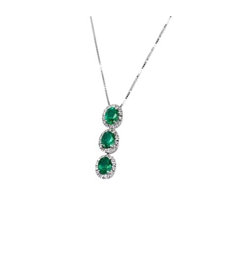 Collana Smeraldo Davite & Delucchi in Oro Bianco 750 con Diamanti