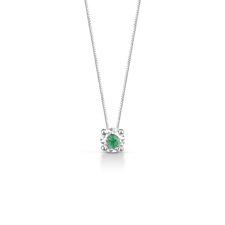 Collana Smeraldo in Oro Bianco 18kt Clesi