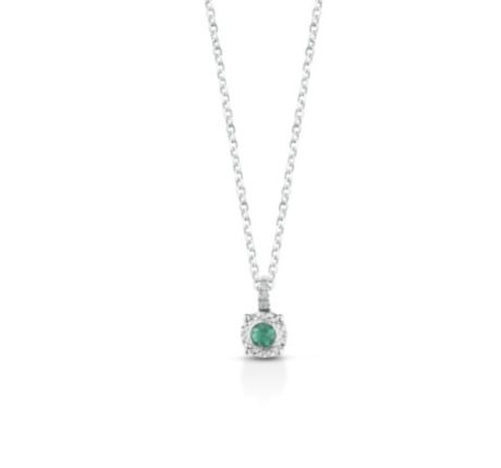 Collana Smeraldo in Oro Bianco 750 con Diamanti