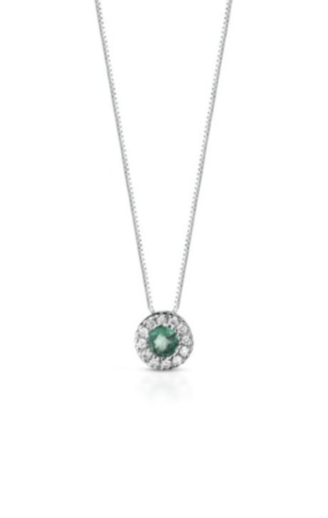 Collana Smeraldo in Oro Bianco 750 con Diamanti Clesi