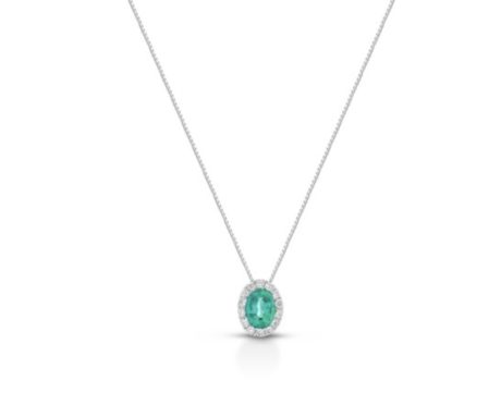 Collana Smeraldo in Oro Bianco 18kt con Diamanti Clesi
