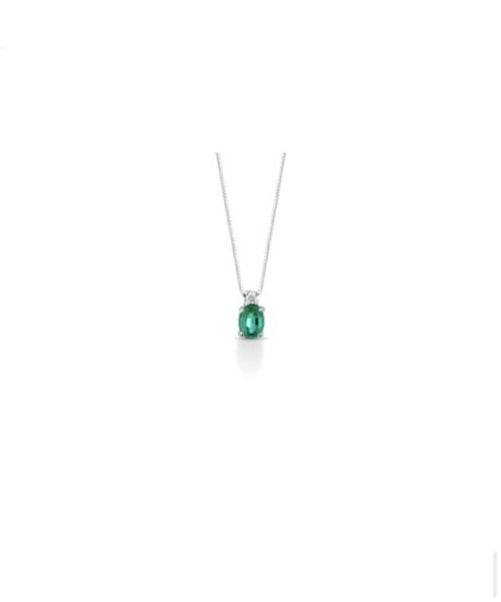 Collana Smeraldo Clesi in Oro Bianco 18kt con Diamanti
