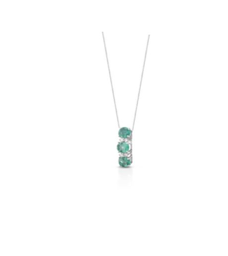 Collana Trilogy Smeraldo Clesi Oro Bianco 750 Diamanti