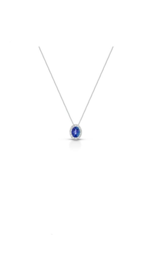 Collana Zaffiro Clesi in Oro Bianco 750 con Diamanti