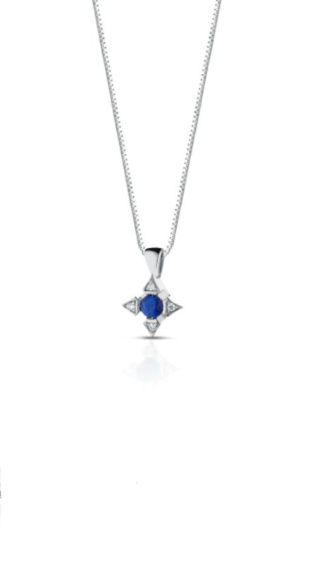 Collana Zaffiro Clesi in Oro Bianco 18kt con Diamanti