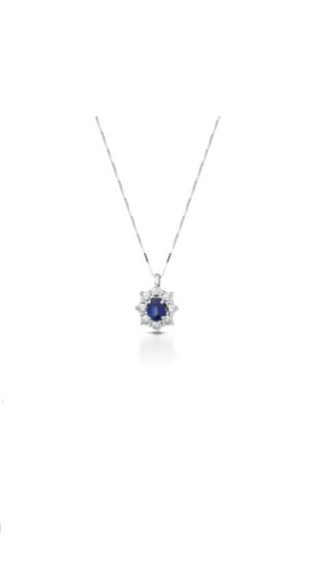 Collana Zaffiro Clesi in Oro Bianco 750 con Diamanti