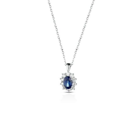 Collana Clesi in Oro Bianco 18kt con Zaffiro e Diamanti
