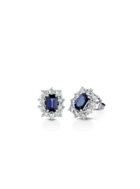Orecchini Clesi con Zaffiro e Diamanti Oro Bianco 750