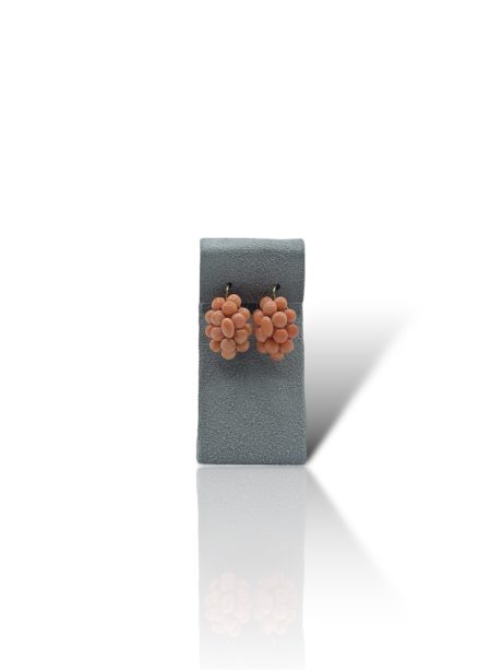 Orecchini Corallo Sciacca Bottoni in Oro 14k