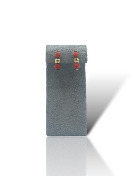 Orecchini Corallo Sciacca con Sfere Incise Oro 750