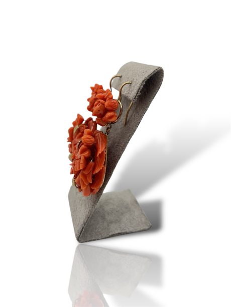 Orecchini Corallo Sciacca Frutta e Fiori Oro 585