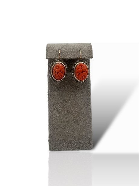 Orecchini Corallo Sciacca con Rose Coronè in Oro 9kt