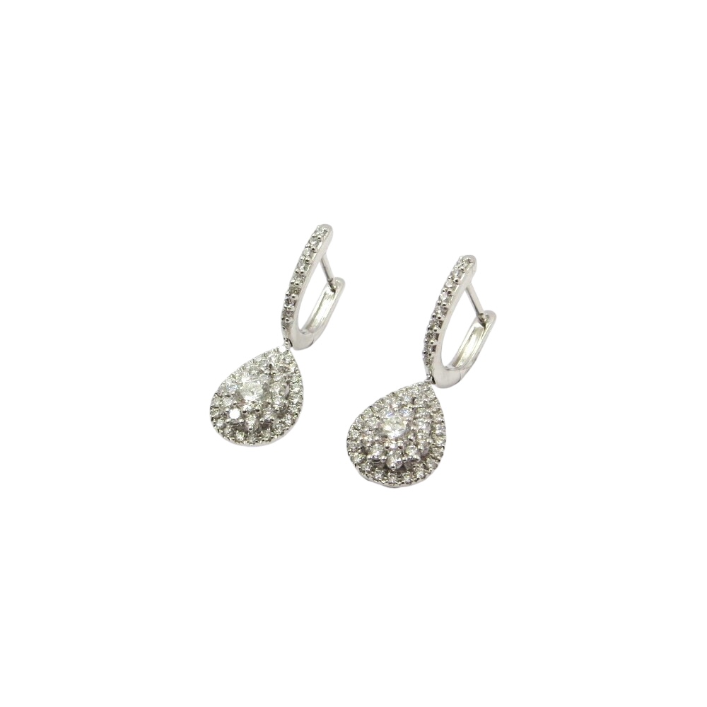 Splendidi orecchini a goccia Davite&Delucchi in oro bianco 750 e diamanti: un'eccellenza di gioielli diamanti per un'eleganza senza tempo. (Vista 2)