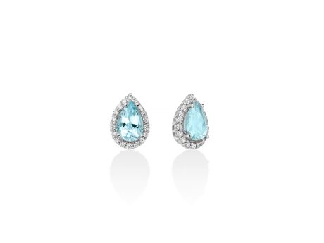 Orecchini Miluna Acquamarina Goccia e Diamanti Oro Bianco 750