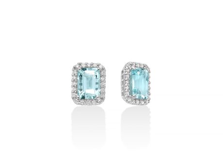 Orecchini Miluna Acquamarina Ottagonale e Diamanti Oro 750