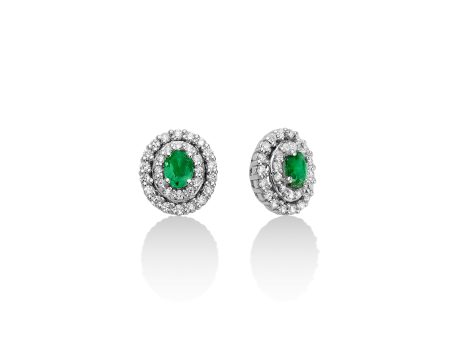 Orecchini Miluna Smeraldi e Diamanti Oro Bianco 750