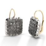 Orecchini stile antico in oro 375 e diamanti taglio Rose Coronè toppe quadrate pendenti