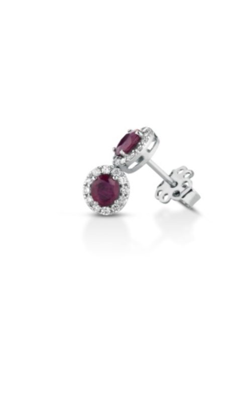 Orecchini Rubino Clesi in Oro Bianco 18kt con Diamanti
