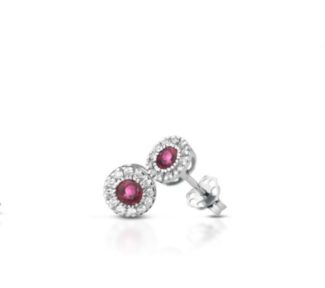 Splendidi Orecchini Rubino Clesi in Oro Bianco 750 con Diamanti, un capolavoro di alta gioielleria per un'idea regalo preziosa.