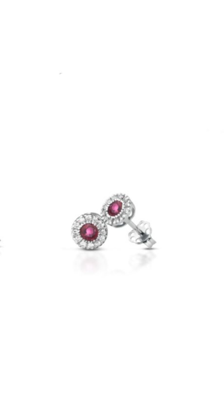 Orecchini Rubino Clesi in Oro Bianco 18kt con Diamanti