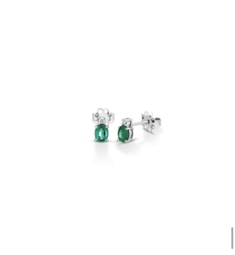 Orecchini Smeraldo Clesi in Oro Bianco 750 con Diamanti