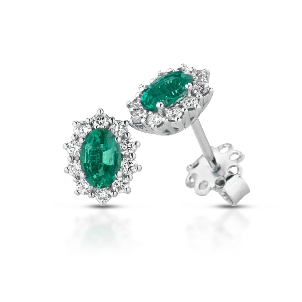 Splendidi orecchini Smeraldo Clesi in oro bianco 750 con diamanti, un capolavoro di alta gioielleria.