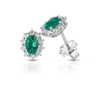 Splendidi orecchini Smeraldo Clesi in oro bianco 750 con diamanti, un capolavoro di alta gioielleria.