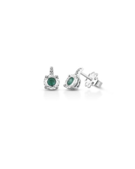 Orecchini Clesi Smeraldo e Diamanti in Oro Bianco 18kt