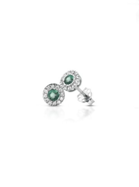 Orecchini Smeraldo e Diamanti in Oro Bianco 18kt Clesi