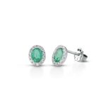 Orecchini smeraldo in oro bianco 18kt con diamanti Clesi