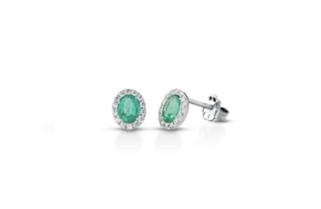 Orecchini Smeraldo in Oro Bianco 18kt con Diamanti Clesi