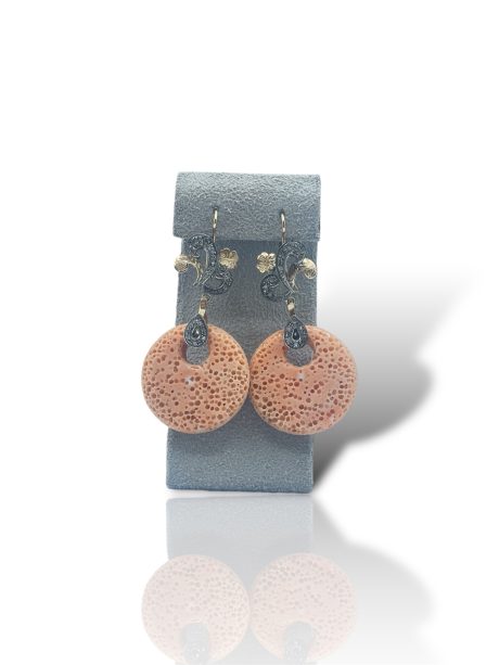 Orecchini Stile Antico con Creole in Corallo e Oro 14k