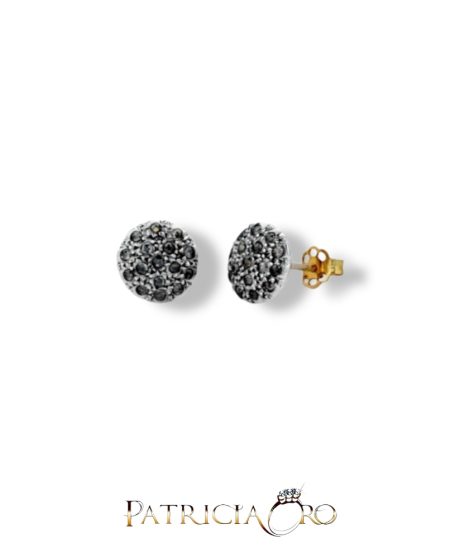 Orecchini Toppe Stile Antico Oro 375 e Diamanti Taglio Rose