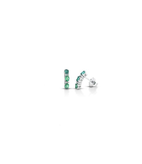 Orecchini Trilogy Smeraldo e Diamanti Oro Bianco 18kt