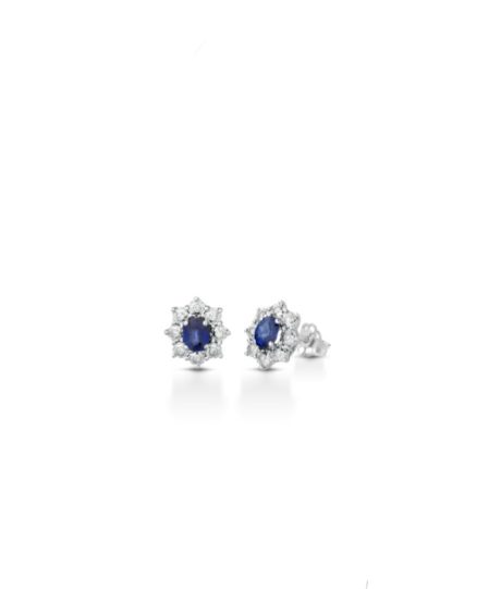 Orecchini Clesi Zaffiro e Diamanti in Oro Bianco 18kt