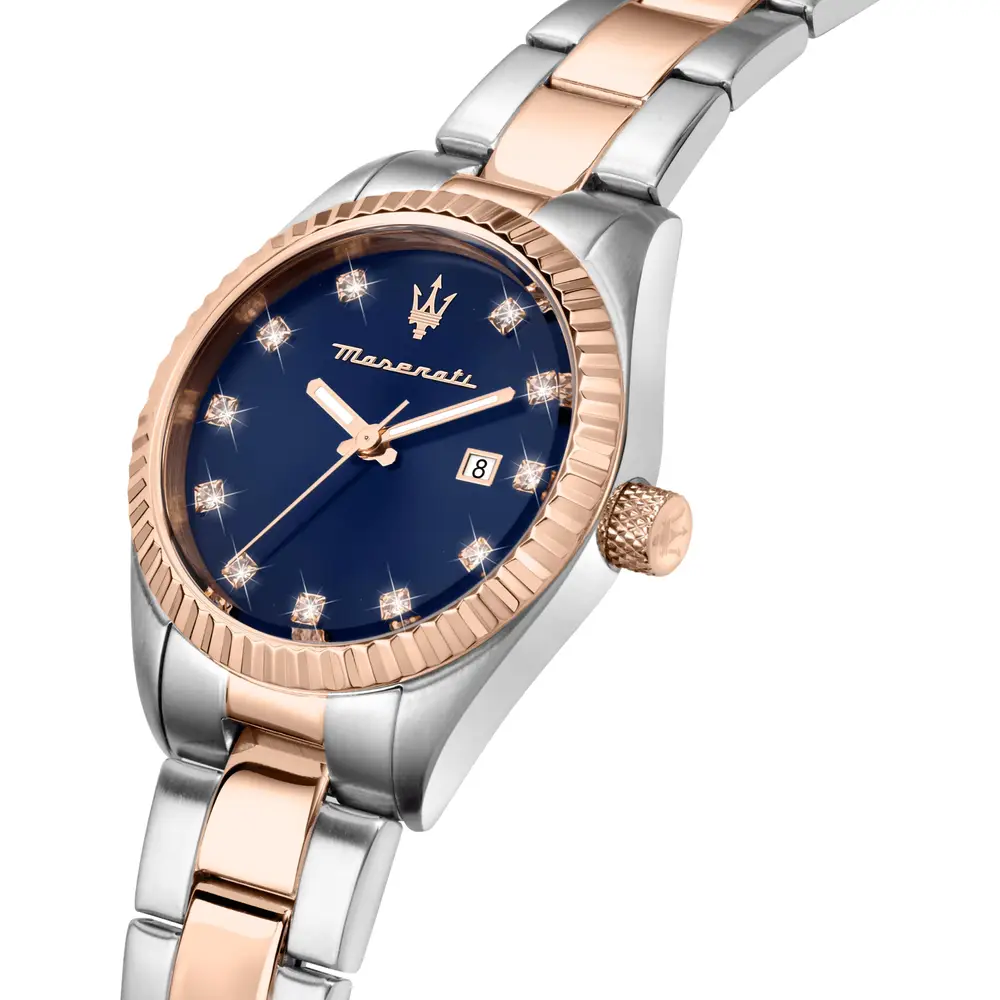Scopri l'eleganza senza tempo dell'Orologio Femminile Maserati Competizione, un gioiello di lusso che incarna la raffinatezza e lo stile italiano. Perfetto per chi cerca un accessorio prezioso e di alta qualità. (Vista 2)