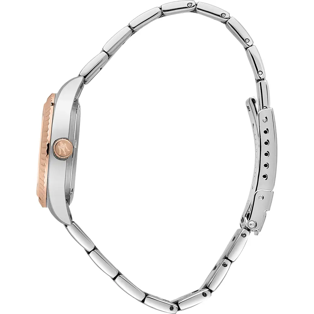 Scopri l'eleganza senza tempo dell'Orologio Femminile Maserati Competizione, un gioiello di lusso che incarna la raffinatezza e lo stile italiano. Perfetto per chi cerca un accessorio prezioso e di alta qualità. (Vista 4)
