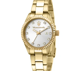 Scopri l'eleganza senza tempo dell'Orologio Femminile Maserati Competizione, un gioiello di lusso che incarna la raffinatezza e lo stile italiano. Perfetto per chi cerca un accessorio prezioso e distintivo.