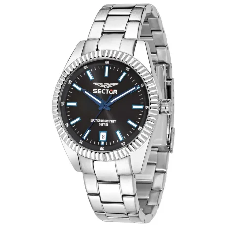 Orologio Maschile Sector 240 in Acciaio con Quadrante Nero Sunray
