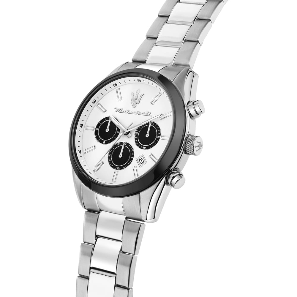 Scopri l'Orologio Maserati Attrazione, un gioiello di lusso per l'uomo moderno. Un accessorio di alta orologeria, perfetto per chi cerca l'eleganza. (Vista 3)