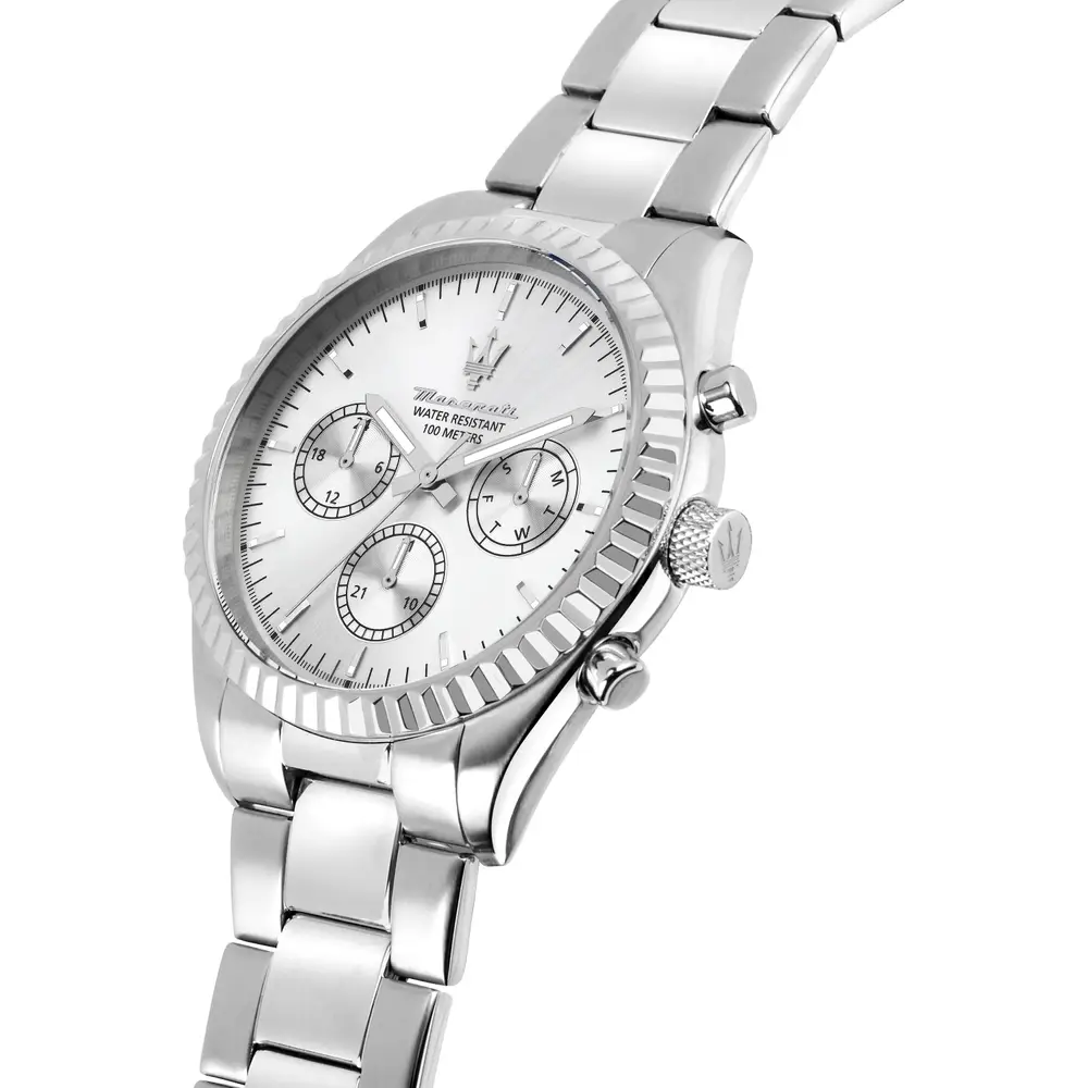 Scopri l'Orologio Maserati Competizione, un gioiello di lusso che incarna l'eleganza e la raffinatezza. Perfetto per chi cerca un accessorio di alta classe. (Vista 4)