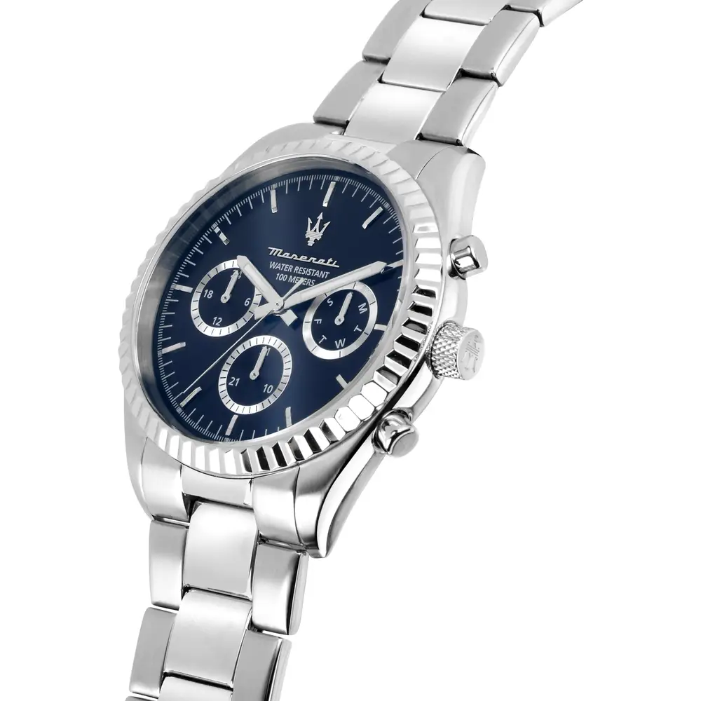 Scopri l'Orologio Maserati Competizione, un gioiello di lusso che incarna l'eleganza e la raffinatezza. Perfetto per chi cerca un accessorio di alta classe. (Vista 3)