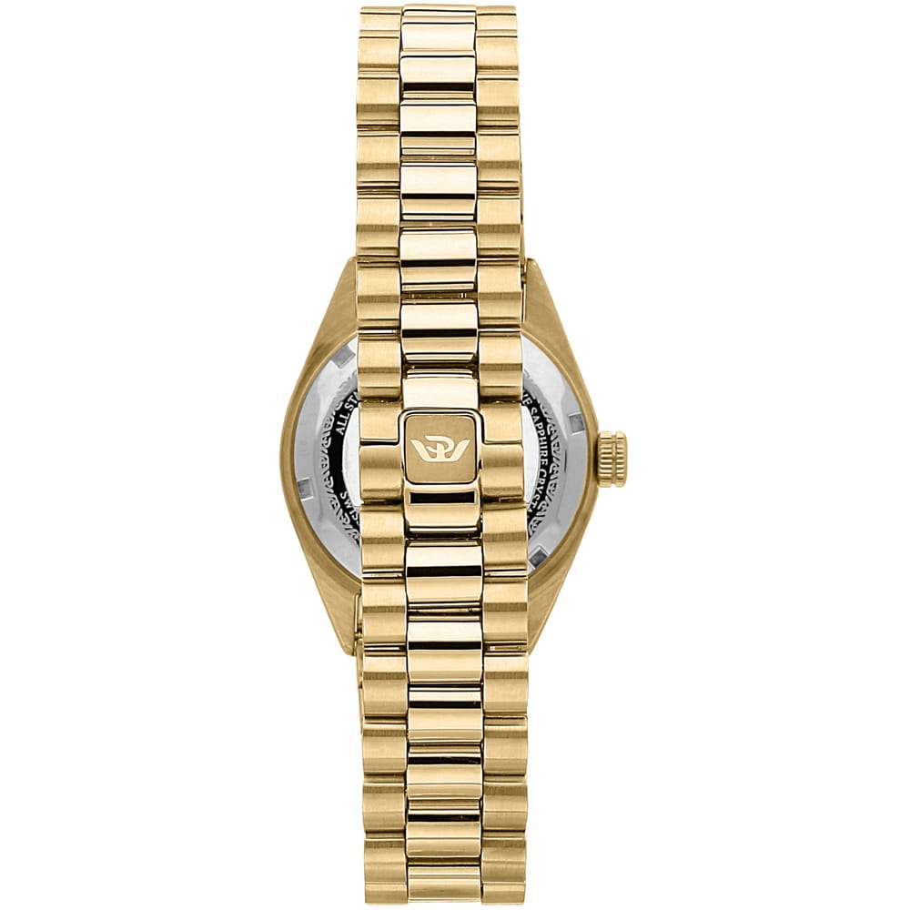 Scopri l'eleganza senza tempo dell'orologio Philip Watch Caribe in acciaio gold e zaffiro, un gioiello di lusso perfetto per ogni occasione. (Vista 2)