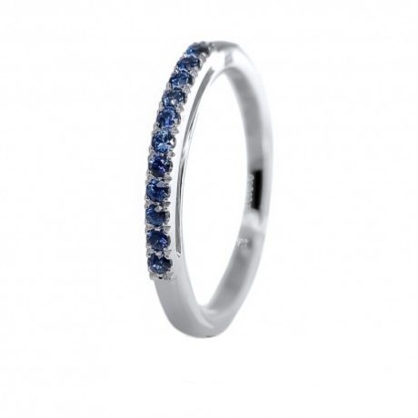Anello Veretta in Oro Bianco 18kt con Zaffiro 0,22 ct