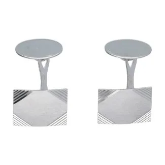 18kt White Gold Cufflinks and Button Covers for Men