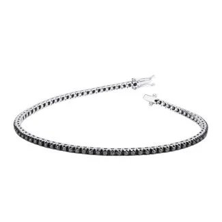 18k Gold Tennis Bracelet with Black Zircons