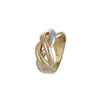 Three-Tone Women's Ring in 18kt Gold