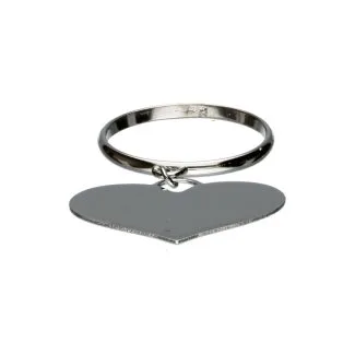Women's 18kt White Gold Pendant Heart Ring