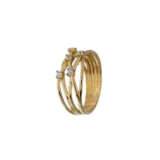 Women's 18kt Yellow Gold Ring with White Zirconia