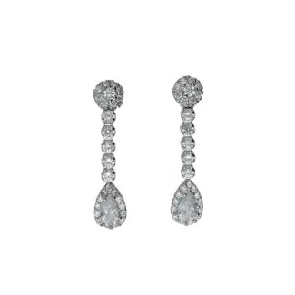 18kt White Gold Drop Earrings with Zirconia